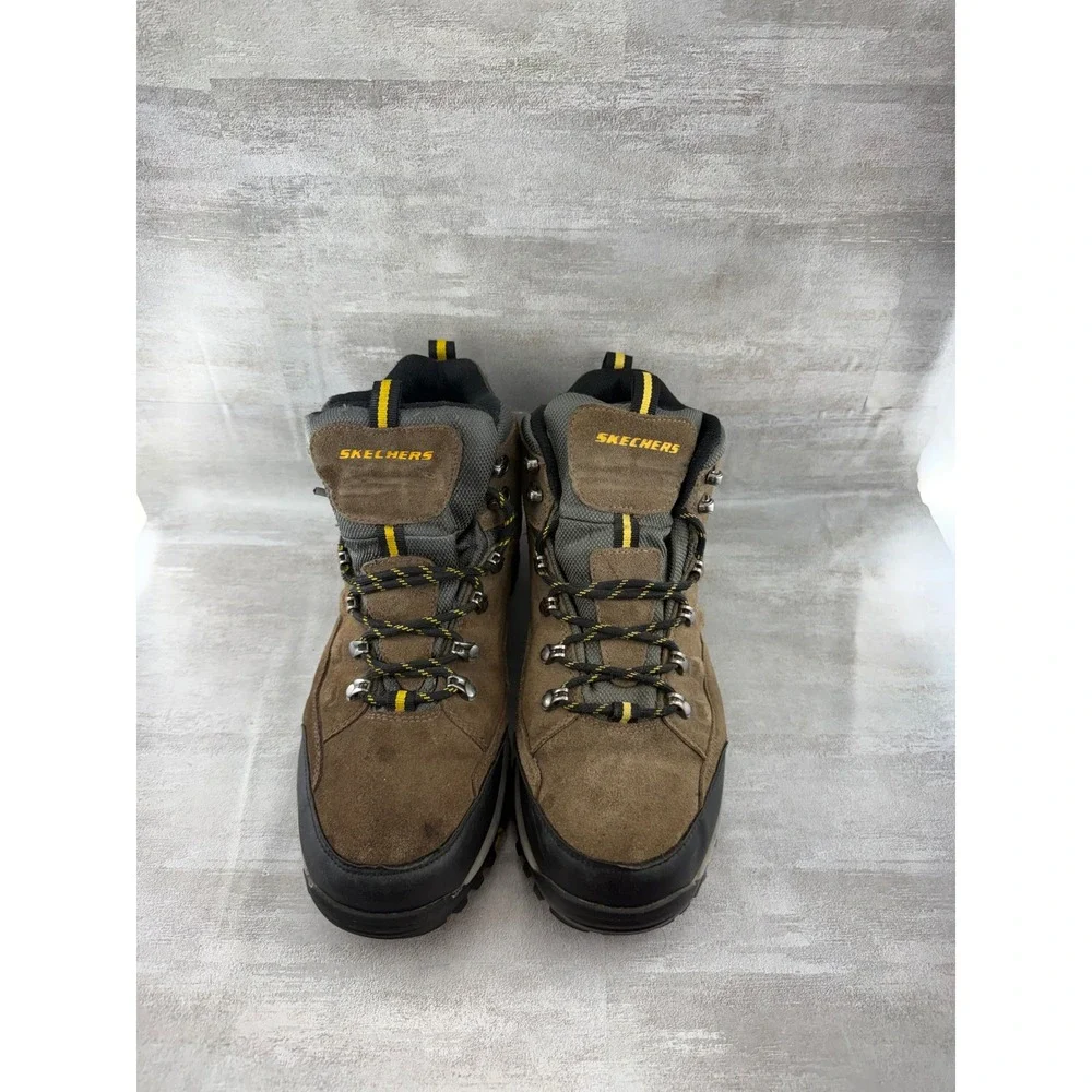 Skechers Men Relment Pelmo Waterproof Hiking Boots Khaki Brown 64869 Size 9